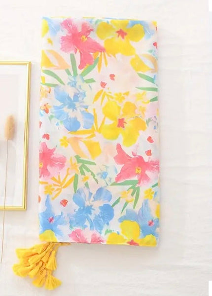 Maryam's Essential Luxury Flower Printed Cotton Tassels Hijab