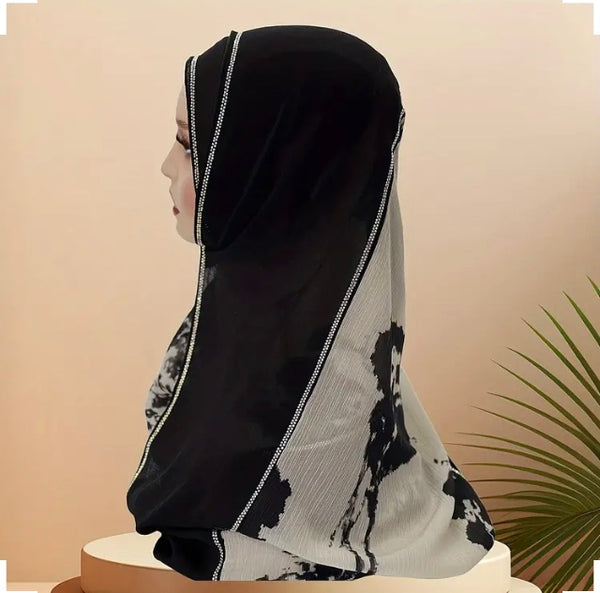 Maryam's Essential Large Premium Diamanté Edge Chiffon Scarf/Hijab