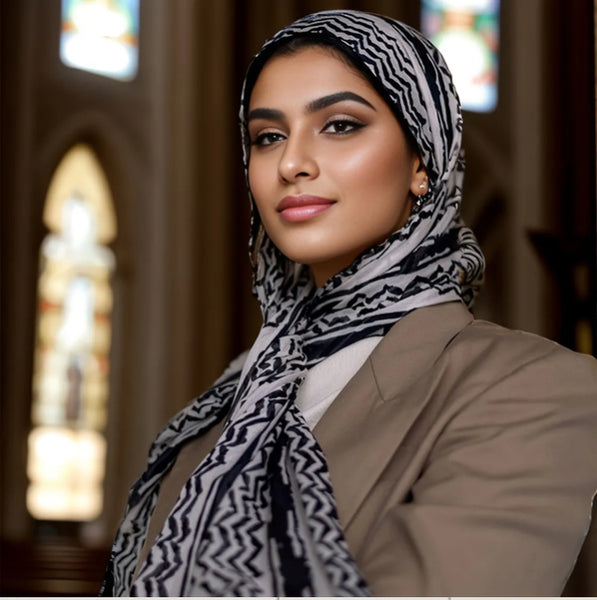 Maryam’s Essential Arab Vintage Print Premium Chiffon Scarf/Hijab