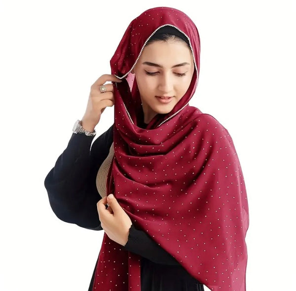Maryam’s Essential Diamanté Thin Breathable Chiffon Hijab Headscarf