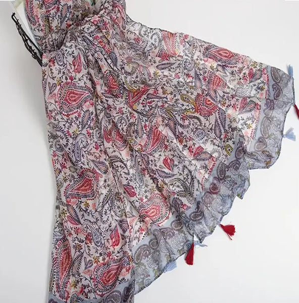 Maryam's Essential Paisley Print Cotton Viscose Tassels Hijab