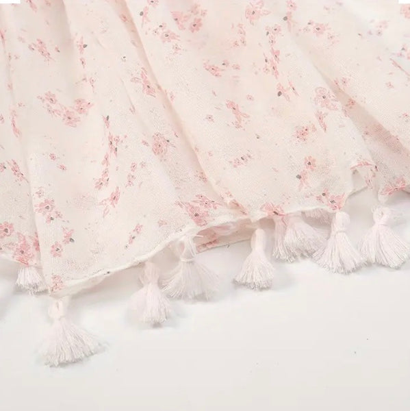 Maryam's Essential Luxury Floral Printed Polyester Tassels Hijab