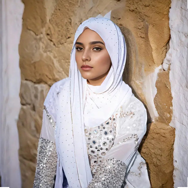 Maryam's Essential Large Premium Heavy Diamanté Edge Chiffon Scarf/Hijab