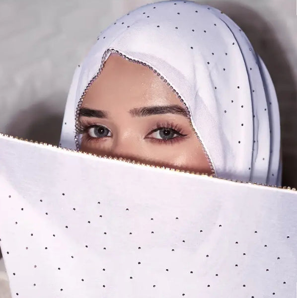 Maryam's Essential Large Premium Heavy Diamanté Edge Chiffon Scarf/Hijab