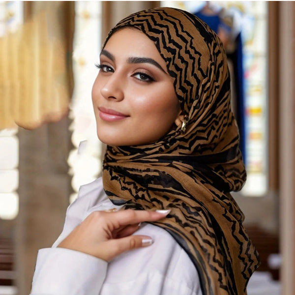 Maryam’s Essential Arab Vintage Print Premium Chiffon Scarf/Hijab