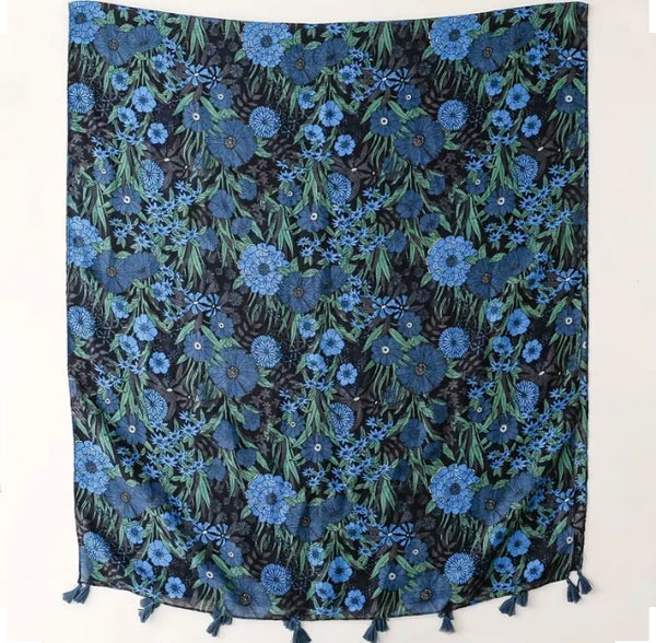 Maryam's Essential Luxury Flower Printed Cotton Tassels Hijab