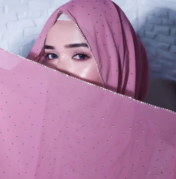 Maryam's Essential Large Premium Heavy Diamanté Edge Chiffon Scarf/Hijab