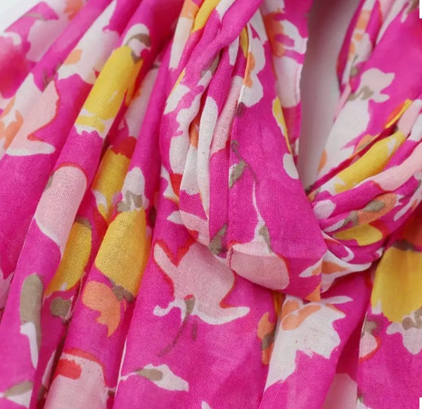 Maryam's Essential Flower Printed Polyester Tassels Hijab