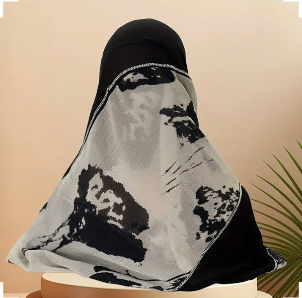 Maryam's Essential Large Premium Diamanté Edge Chiffon Scarf/Hijab