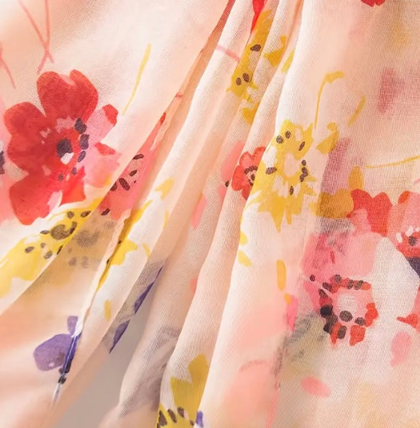 Maryam's Essential Flower Printed Polyester Tassels Hijab