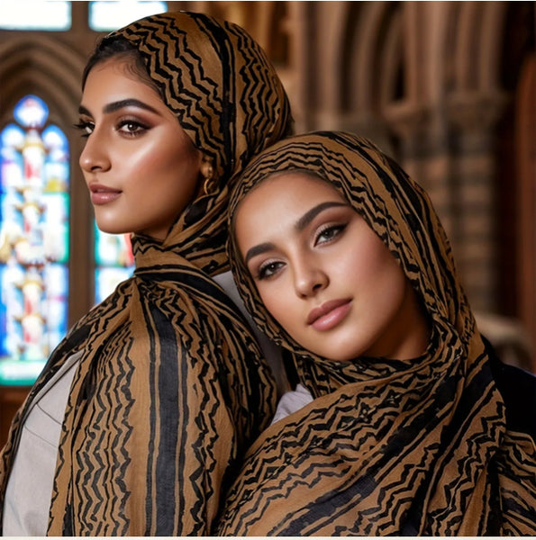 Maryam’s Essential Arab Vintage Print Premium Chiffon Scarf/Hijab