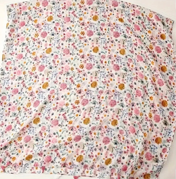 Maryam's Essential Flower Printed Polyester Tassels Hijab