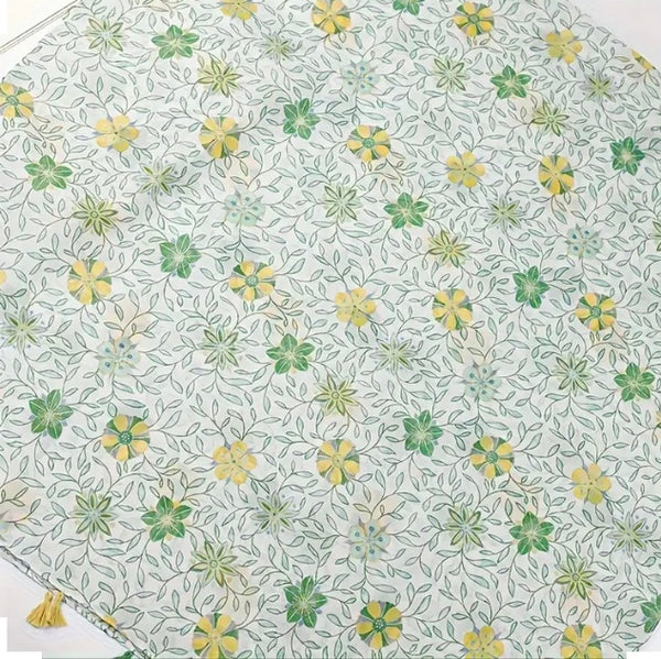 Maryam's Essential Flower Printed Polyester Tassels Hijab