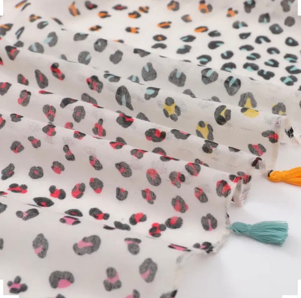 Maryam's Essential Luxury Leopard Printed Polyester Tassels Hijab