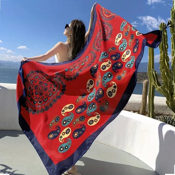 Maryam's Essential Large Paisley Printed Cotton Viscose Tassels Hijab