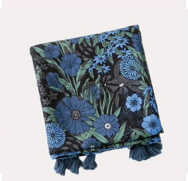 Maryam's Essential Luxury Flower Printed Cotton Tassels Hijab