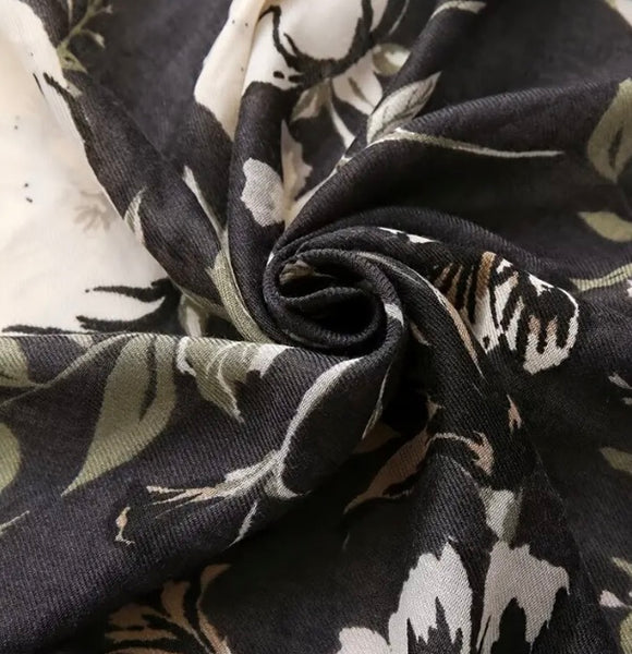 Maryam's Essential Luxury Flower Printed Cotton Tassels Hijab