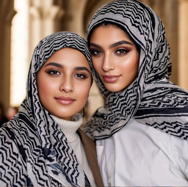 Maryam’s Essential Arab Vintage Print Premium Chiffon Scarf/Hijab