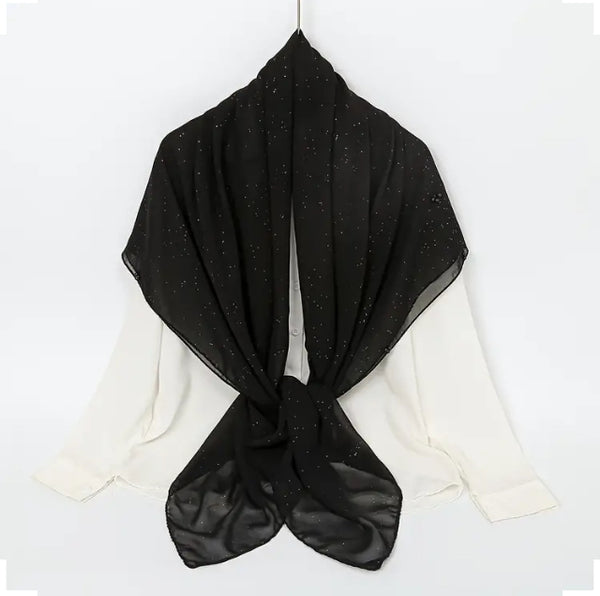 Maryam's Essential Plain Chiffon Hijab with Silver Dot Hijab