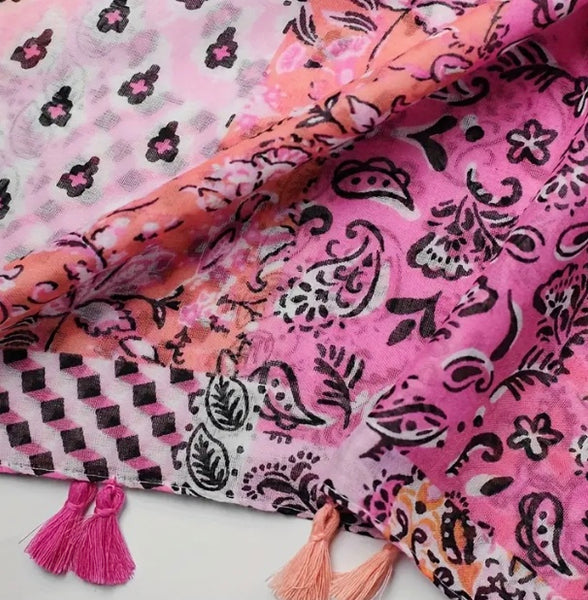 Maryam's Essential Paisley Printed Cotton Viscose Tassels Hijab