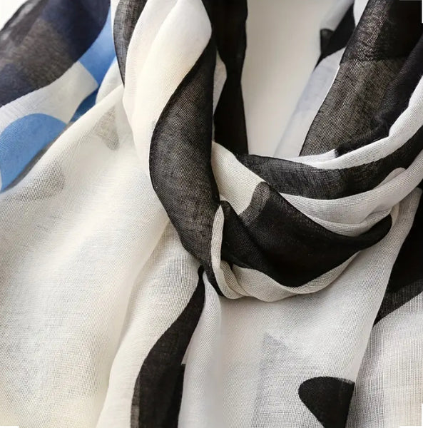 Maryam's Essential Luxury Geometric Irregular Printed Polyester Tassels Hijab