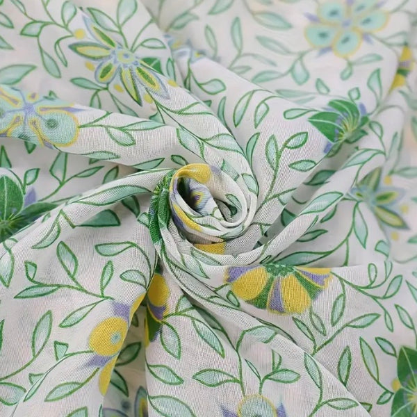 Maryam's Essential Flower Printed Polyester Tassels Hijab