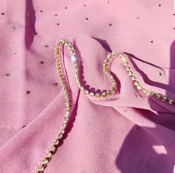 Maryam's Essential Large Premium Heavy Diamanté Edge Chiffon Scarf/Hijab