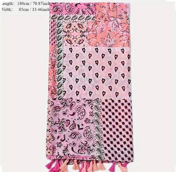 Maryam's Essential Paisley Printed Cotton Viscose Tassels Hijab