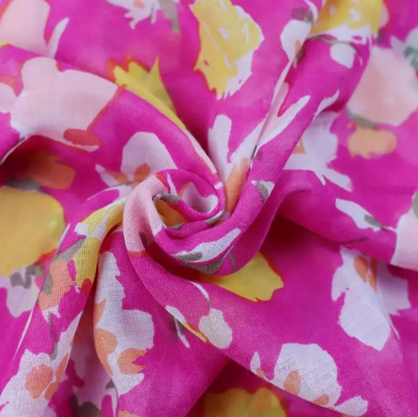 Maryam's Essential Flower Printed Polyester Tassels Hijab