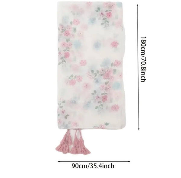 Maryam's Essential Flower Printed Polyester Tassels Hijab