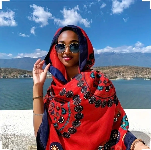 Maryam's Essential Large Paisley Printed Cotton Viscose Tassels Hijab