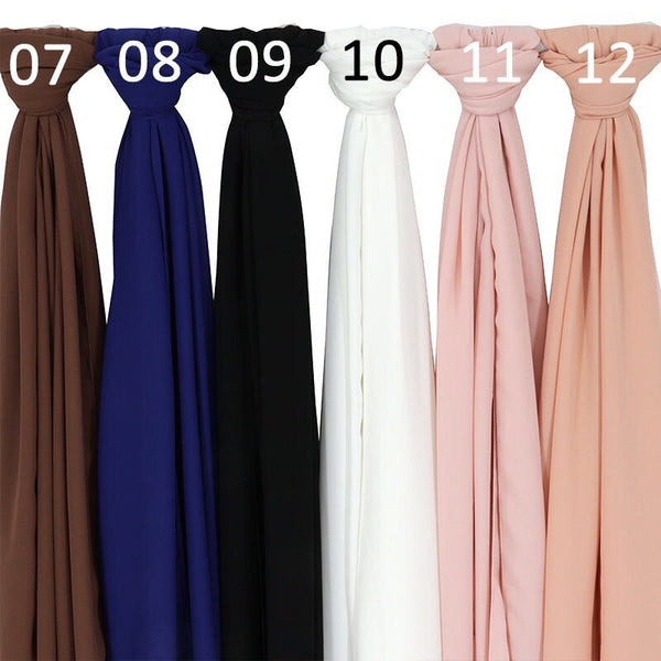 Maryam’s Diamond Style Stretchy Opaque Plain  Chiffon Hijab