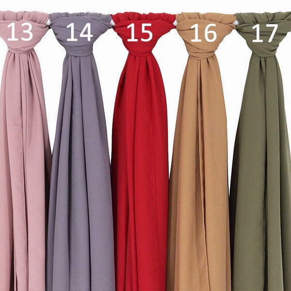 Maryam’s Diamond Style Stretchy Opaque Plain  Chiffon Hijab