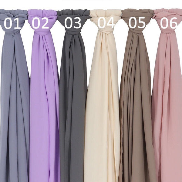 Maryam’s Diamond Style Stretchy Opaque Plain  Chiffon Hijab