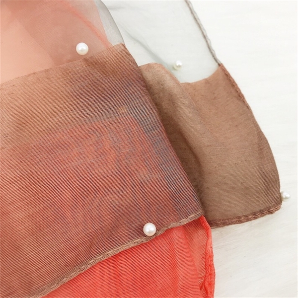 Maryam's Diamond Style Ombre Stunning Organza Shawls with Pearls Hijab