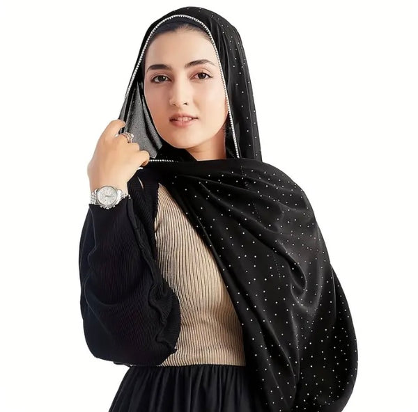 Maryam’s Essential Diamanté Thin Breathable Chiffon Hijab Headscarf