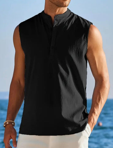 Maryam’s Essential Breathable Button Sleeveless Cotton Top Tank