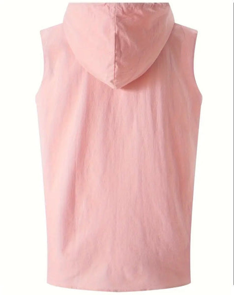 Maryam’s Essential Breathable Hood Drawstring Sleeveless Cotton Linen Top Tank