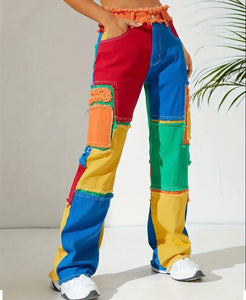 Maryam’s Essential Colourblock Raw Seam Loose Fit Straight Pants