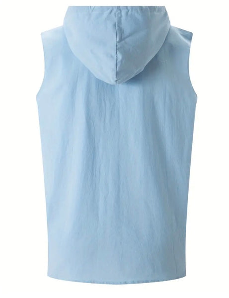Maryam’s Essential Breathable Hood Drawstring Sleeveless Cotton Linen Top Tank