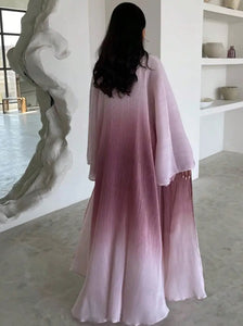 Maryam’s Essential Luxury Tie-Dye Hem Long Bell Sleeves Maxi Abaya Dress