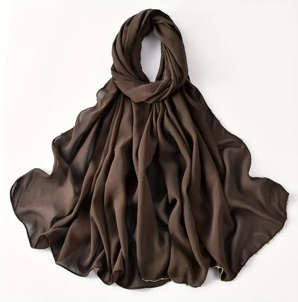 Maryam's Essential Large Premium Diamanté Edge Chiffon Scarf/Hijab
