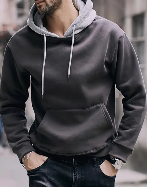 Maryam’s Essential Men Casual Contrast Colour Hoody Long Sleeves Pocket Pullover Sweatshirt