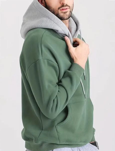 Maryam’s Essential Men Casual Contrast Colour Hoody Long Sleeves Pocket Pullover Sweatshirt