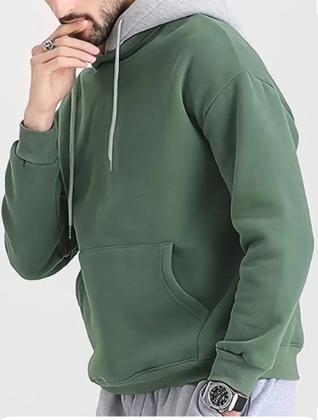 Maryam’s Essential Men Casual Contrast Colour Hoody Long Sleeves Pocket Pullover Sweatshirt