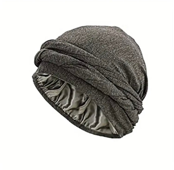 Maryam’s Essential Men’s Modal Turban Wrap Beanie with Silk Satin Lining