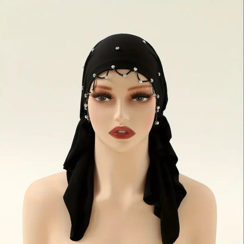 Maryam’s Essential Diamanté Elegant Everyday & Formal Chic Pre - Tied Head-wrap Hijab