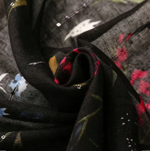 Maryam's Essential Floral Printed Cotton Tassels Hijab