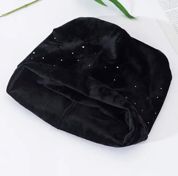 Maryam’s Essential Velvet Diamanté Stretchy Beanie Hat