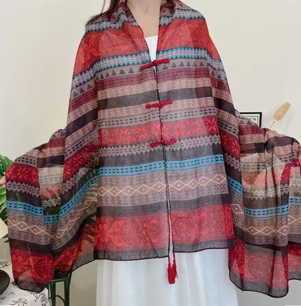 Maryam's Essential Printed Cotton Viscose Tassels Shawl